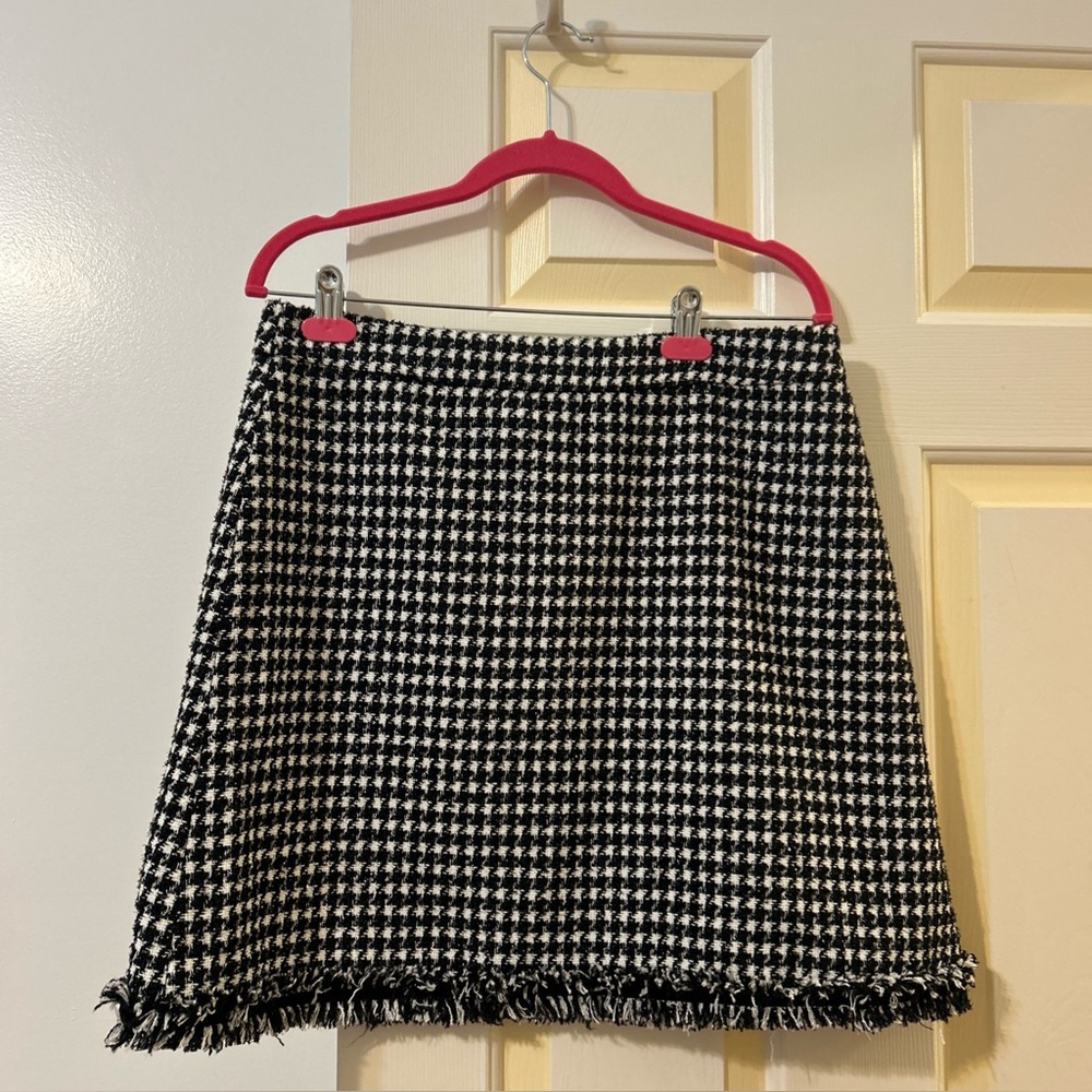 kate spade Black and White Houndstooth A-Line Skirt